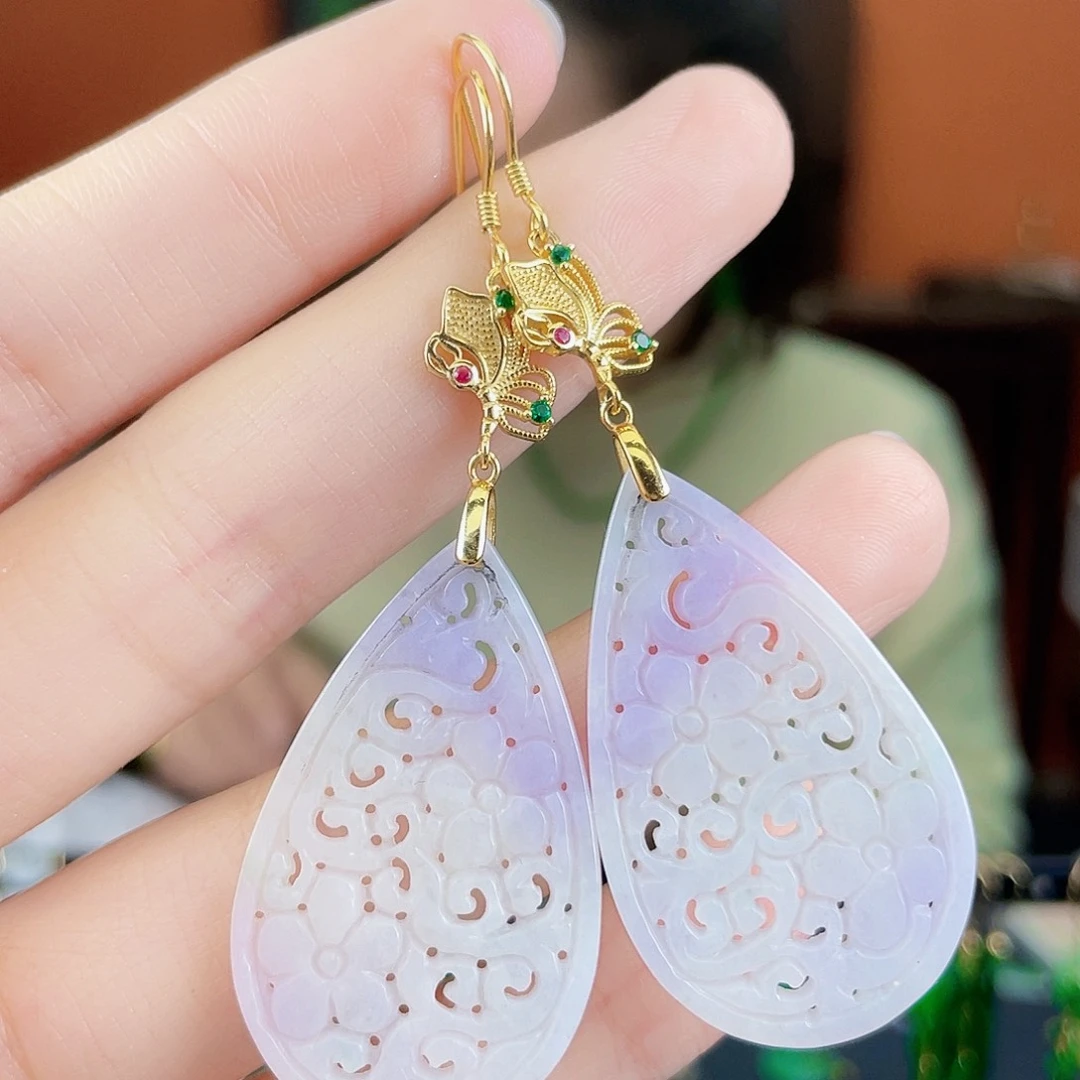 翡翠银S925镶嵌耳饰