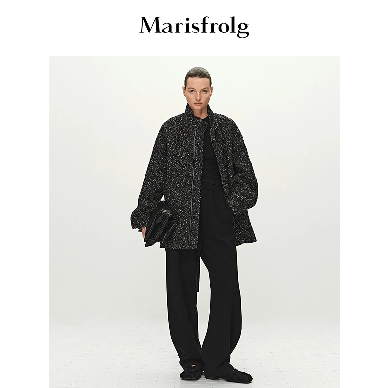 【高定花纱】Marisfrolg玛丝菲尔黑色宽松设计师外套A1FZ11708