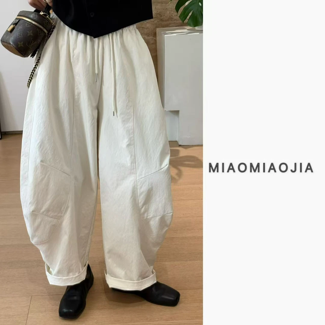 /苗苗家/『松弛漫旅』慵懒设计感弧形宽松休闲镰刀裤阔腿香蕉裤