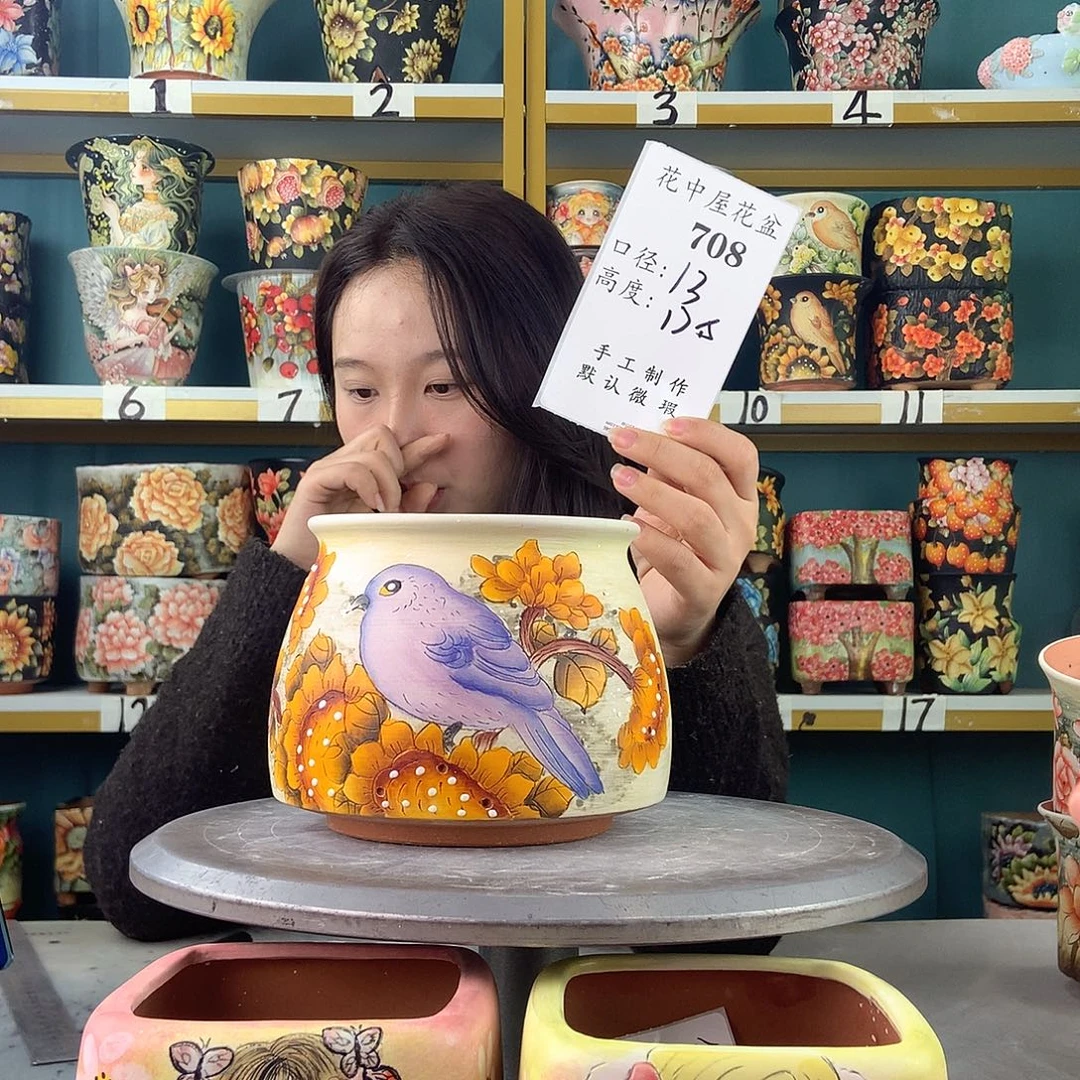 丽***吖陶景德镇手工花盆708