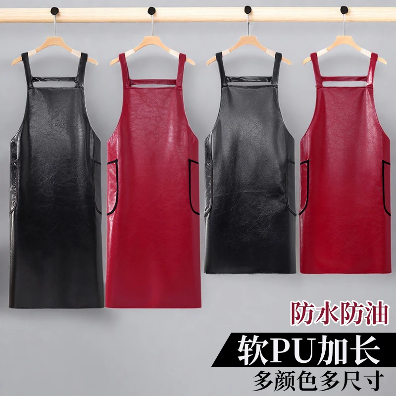 软PU围裙厨房家用2025新款防水防油做饭网红大码防水防油加长围裙