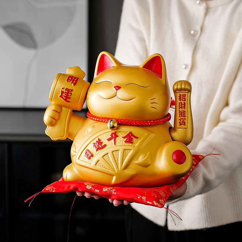 招财猫摆件开业自动摇手招手乔迁新居店铺大小号前台收银台礼品物