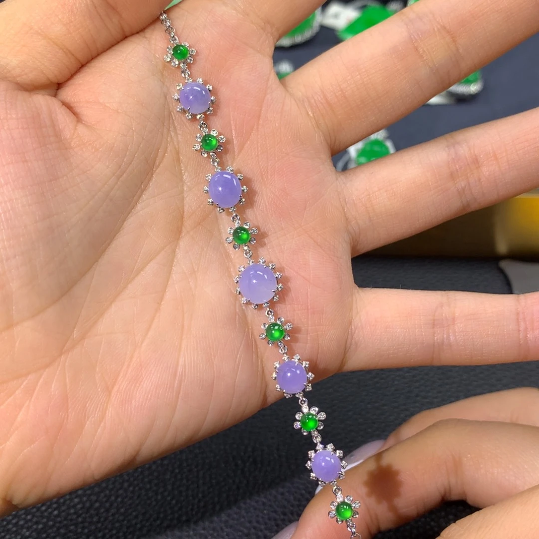 翡翠手链18K金镶嵌翡翠