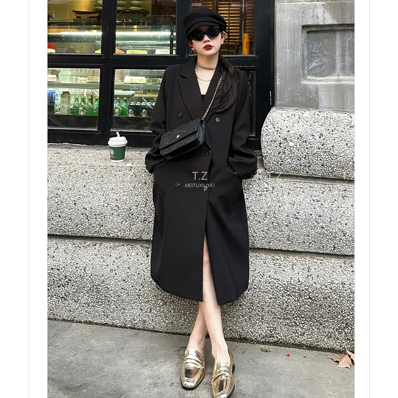 【婷子定制】~150小个子[百搭单品]春秋气质中长款西装外套2304