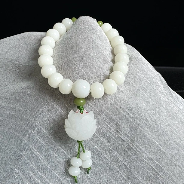 白玉菩提单圈莲花手链m-aa019[无礼盒]