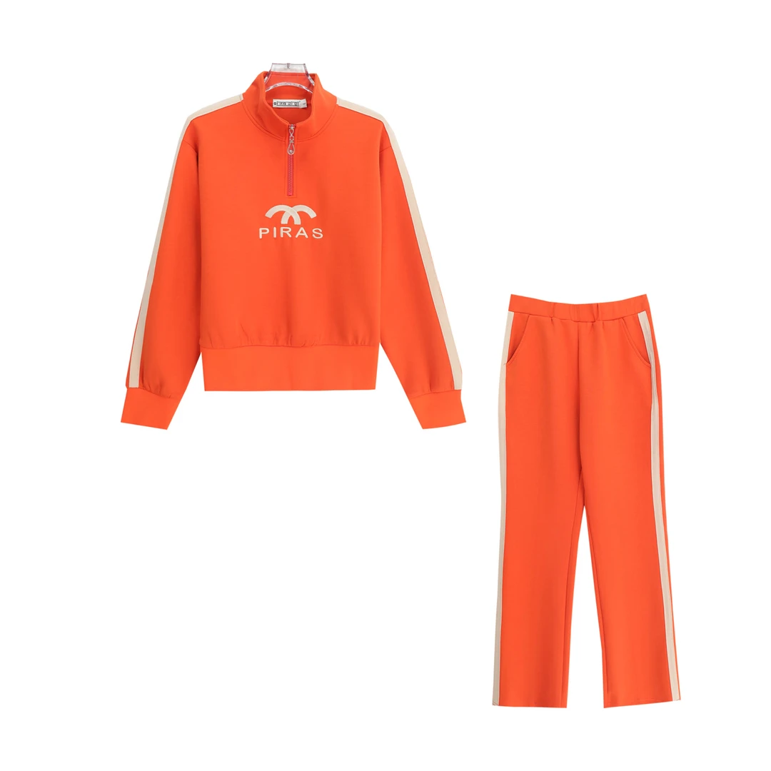 半高领拉链宽松休闲上衣运动长裤套装S3167