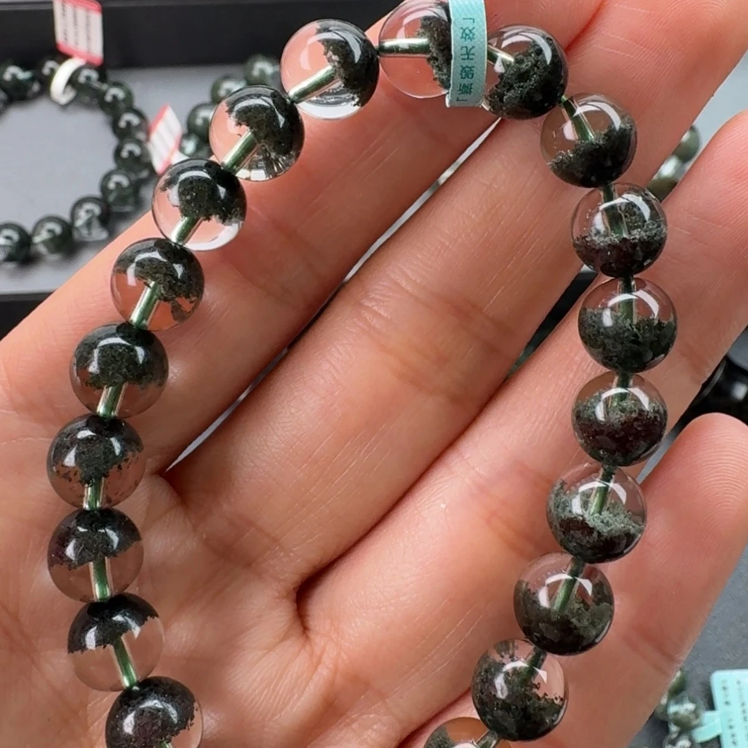 手链水晶未镶嵌天然绿幽灵聚宝盆8.6