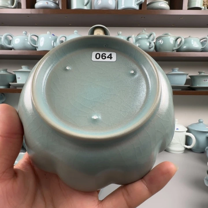 瓷片汝瓷莲花洗支钉烧仿古釉特价064