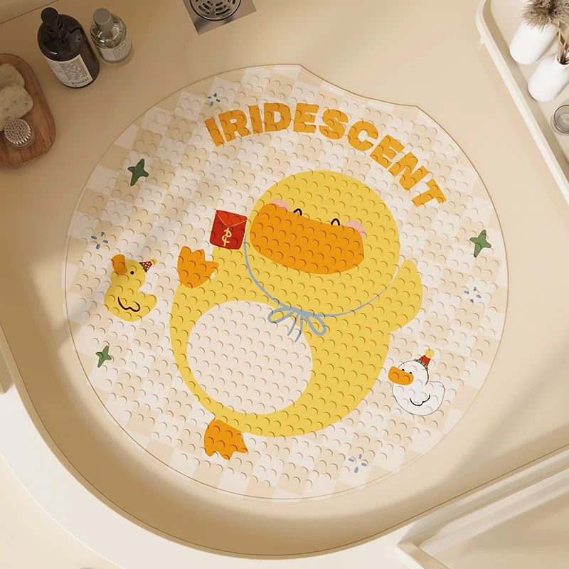 儿童浴室防滑垫可爱卡通淋浴房洗澡间圆形地垫防水速干脚垫吸盘垫