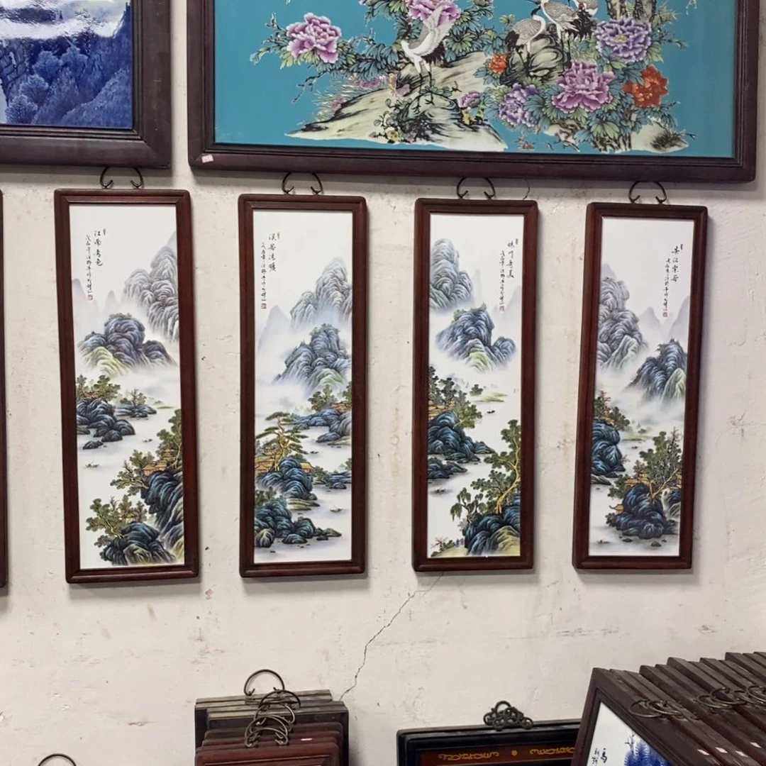 瓷片80*28*4景德镇瓷板画柴窑烧制