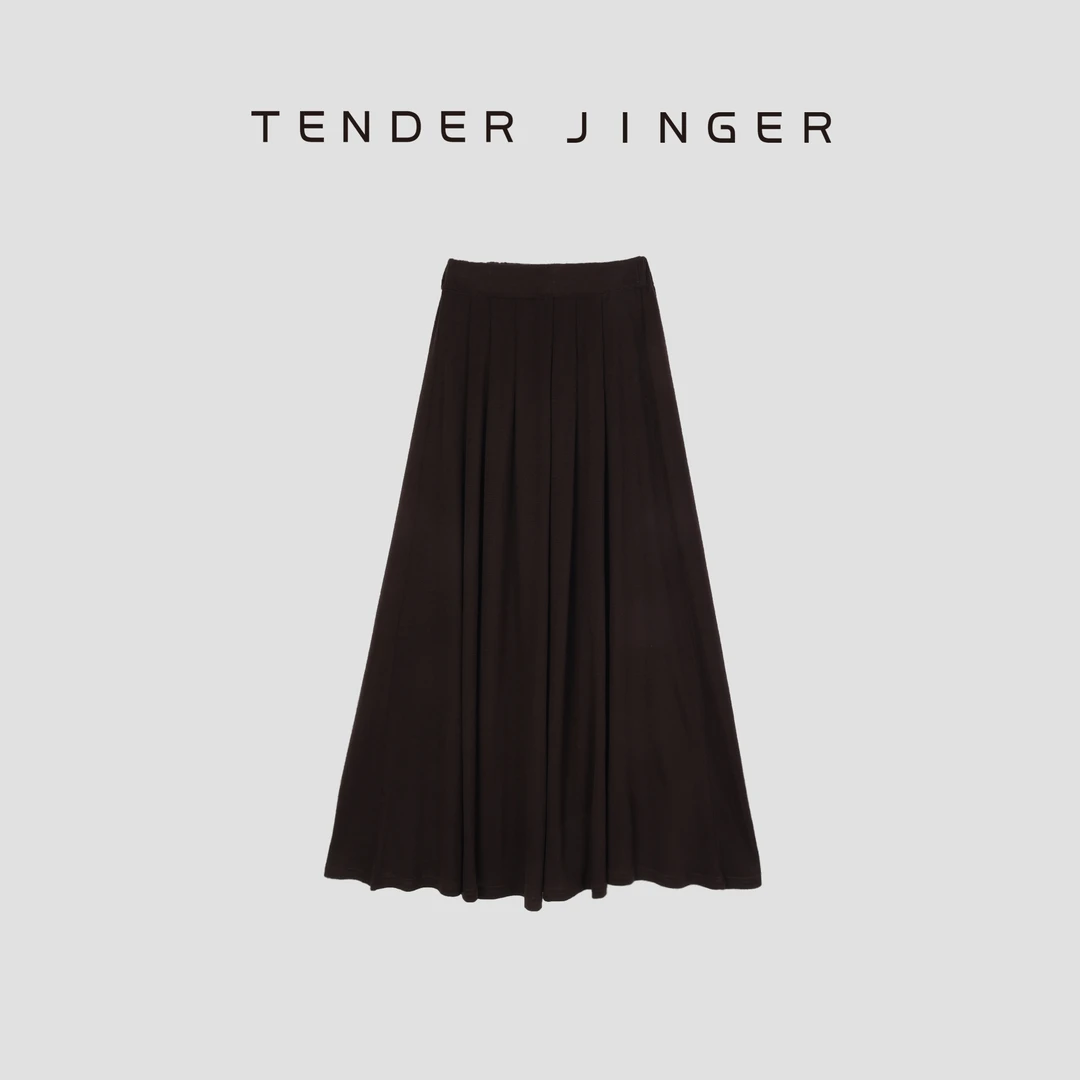 Tender Jinger天丝羊毛亲肤褶皱垂感长裙T52CBB80512