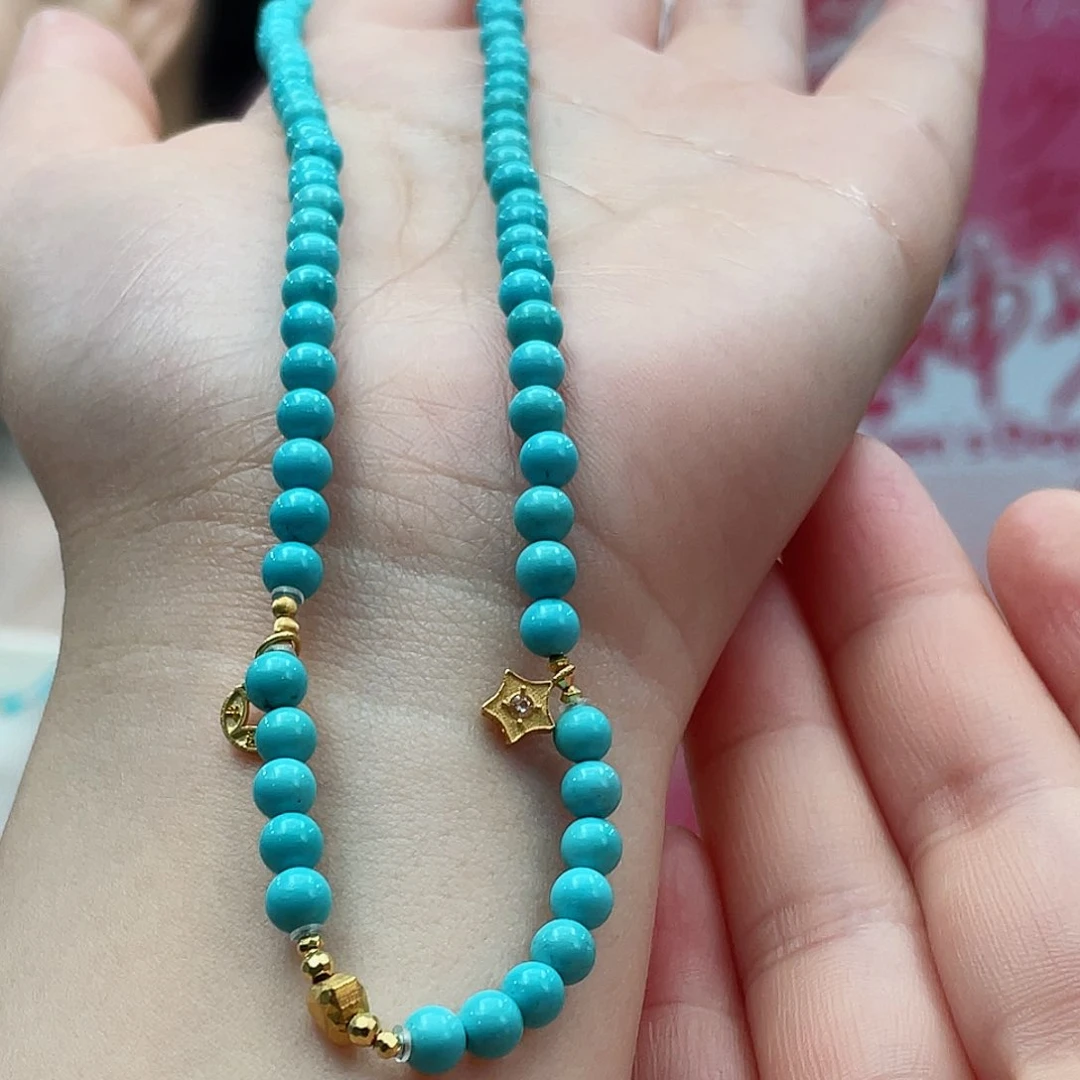 绿松石颈饰18K金镶嵌