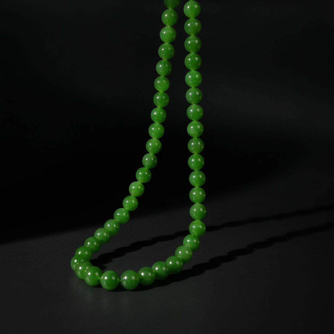 和田玉项链-18K金-卡9+mm-GG1330-BK|BHT7