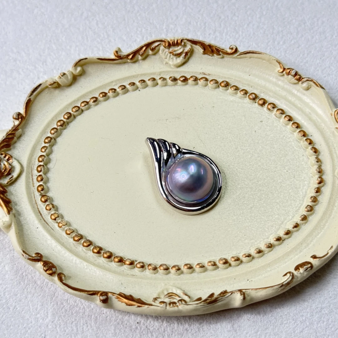 【六六中古】孤品优雅马贝珠吊坠te4428带链珠子卡12.3