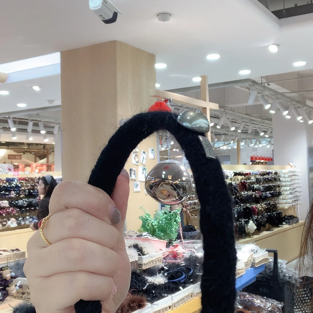 布艺铁合金黑色单珠子发箍