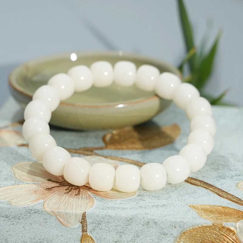 非遗植物染菩提手串白玉菩提10mm8mm桶珠圆珠菩提手串染色diy材料