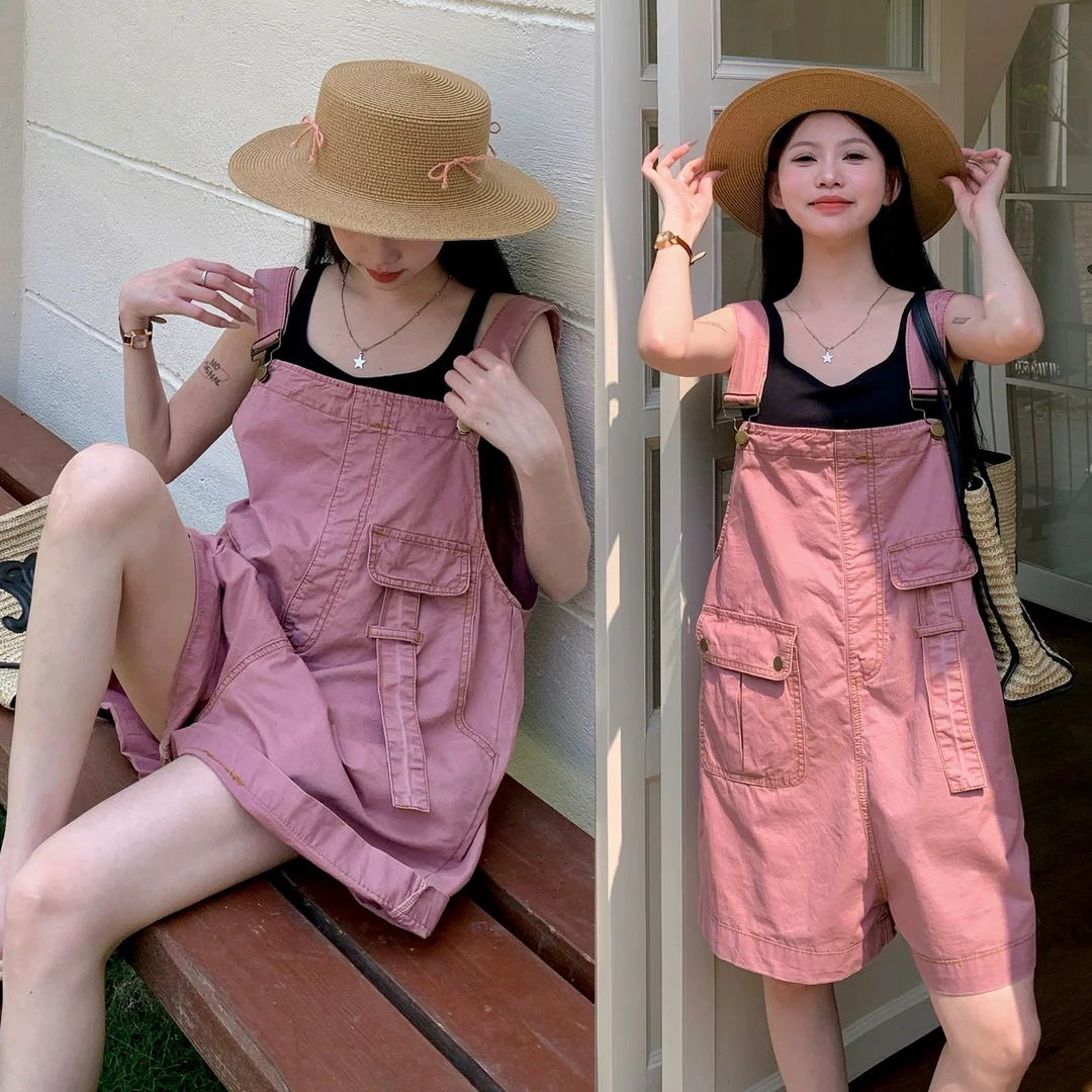 2025新夏款休闲工装裤女夏季薄款宽松显瘦牛仔背带裤