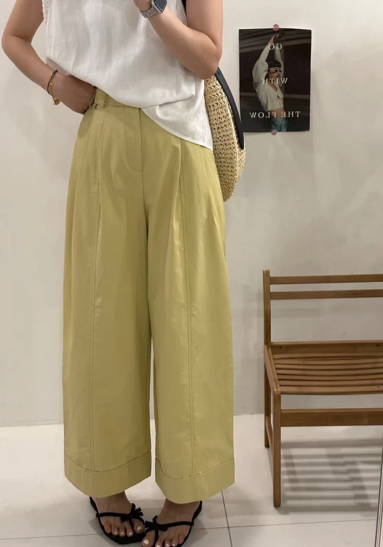 【YA JUN JIA】辣妹子9978高腰显瘦休闲九分直筒阔腿裤薄款宽松