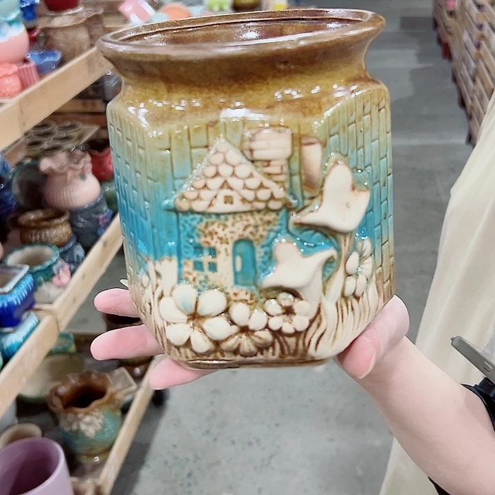 有孔.凑满10元发货多肉陶瓷花盆！