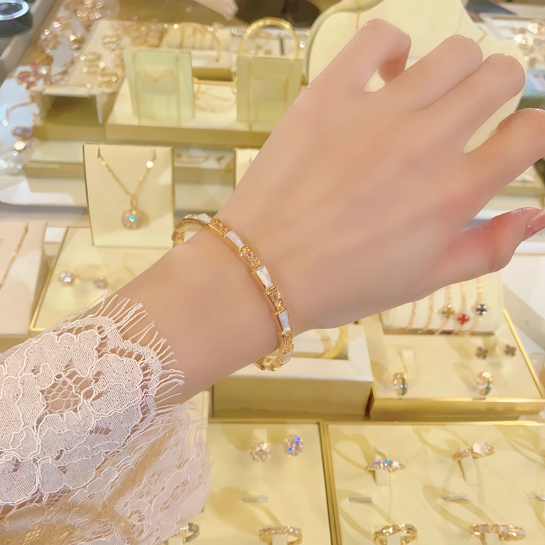 铜合金合成锆石手镯 时尚高定竹节手镯FS1117百搭气质轻奢