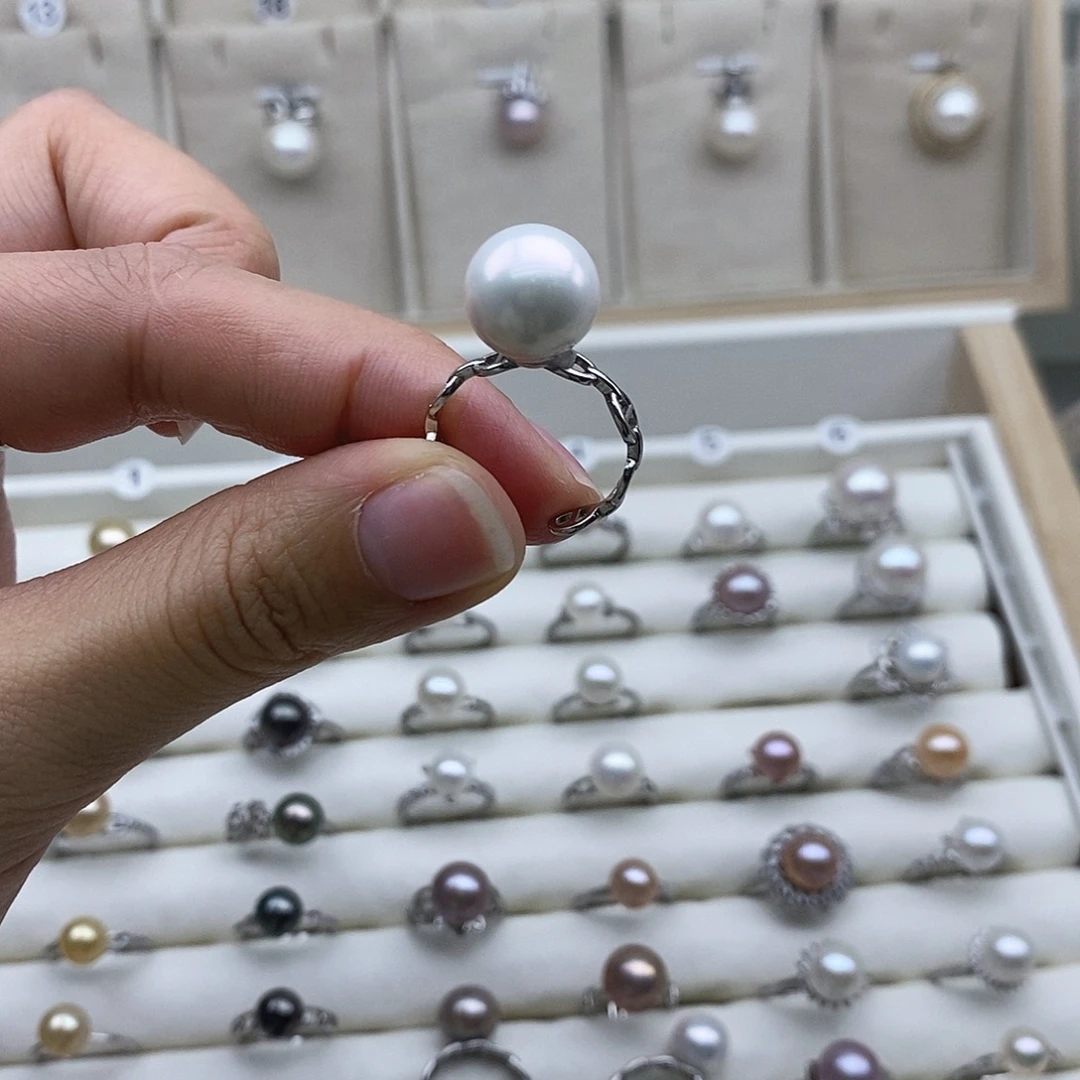 香***肉淡水珍珠戒指未镶嵌拍2发1