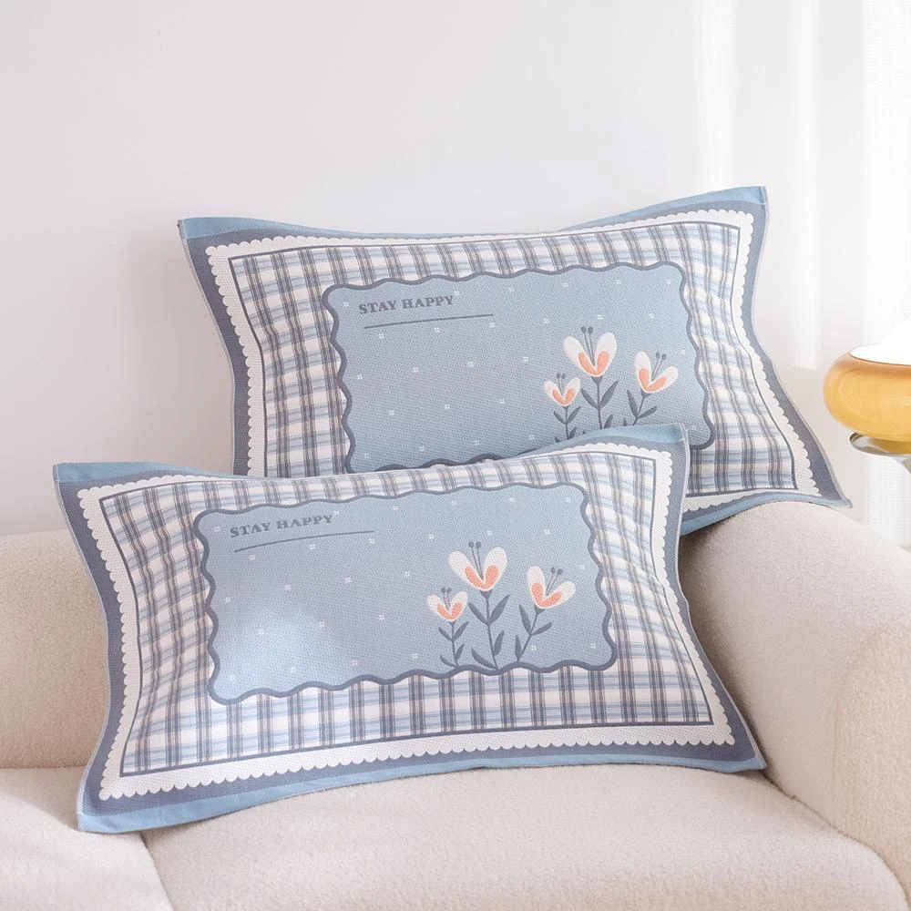 高密纯棉纱布枕巾一对四季通用卡通全棉枕头透气滑盖家用防成人巾