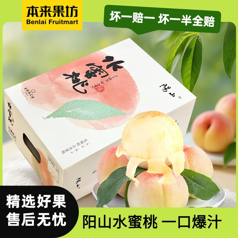 【本来果坊】阳山水蜜桃 礼盒装9枚 单果200g-250g 现摘现发 新鲜