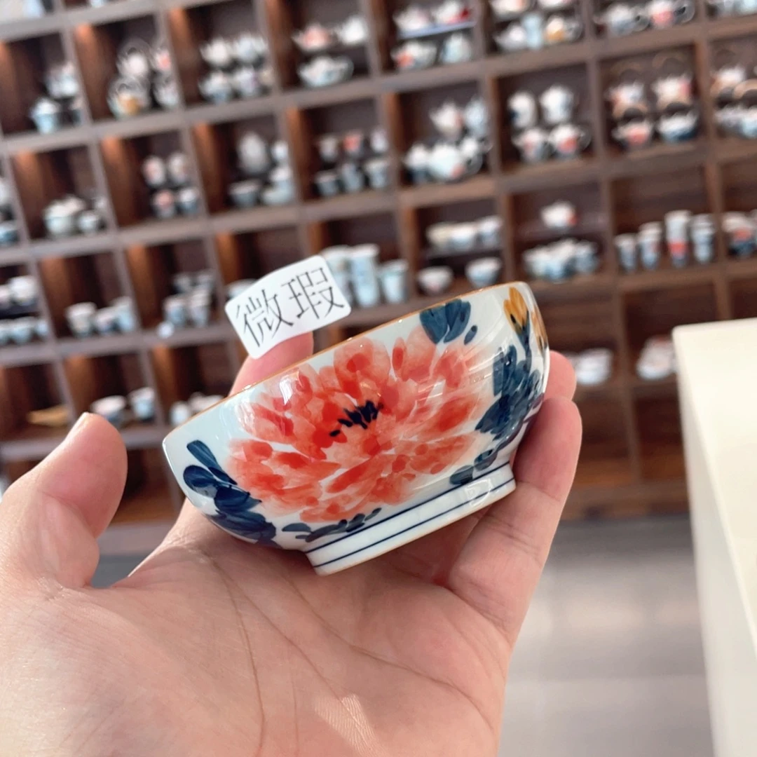 釉下手绘茶具微瑕