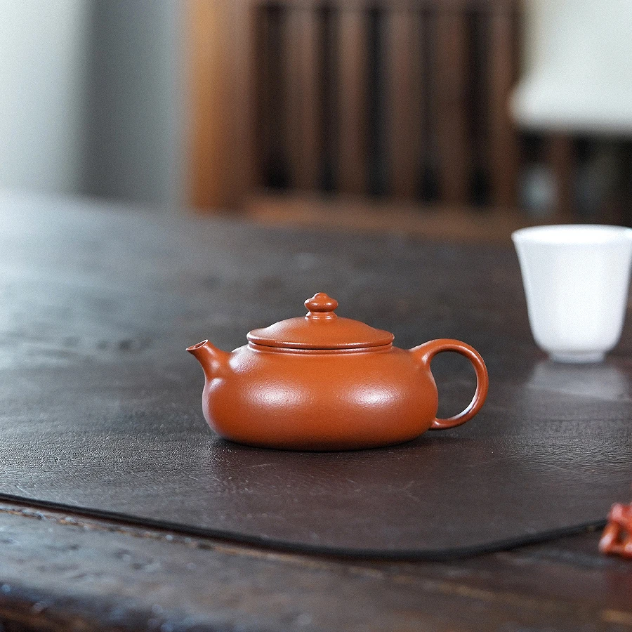 遇壶堂生砂朱泥寒江130cc正宗宜兴纯手工原矿紫砂壶0817泡茶壶