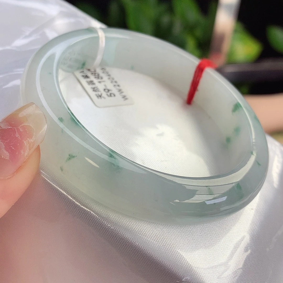 未镶嵌手镯翡翠天然A货翡翠58-59法式小翠绿花22号