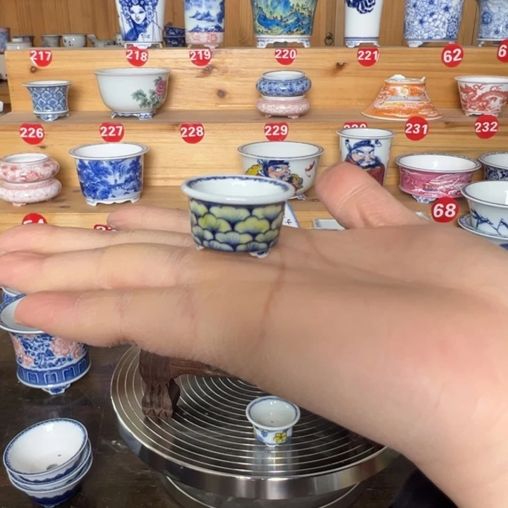 随***坤花盆紫砂墨奈手绘陶瓷花盆内口高