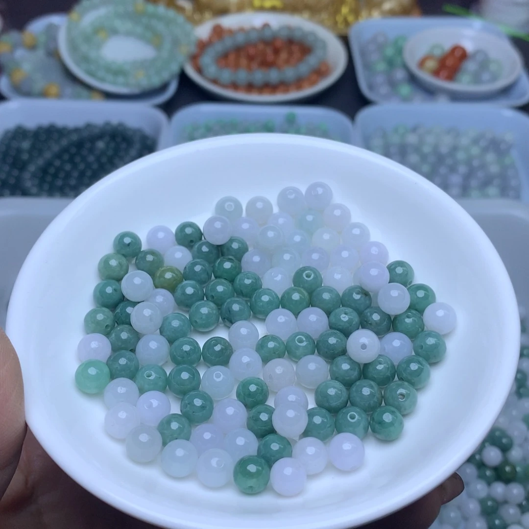 【闪购商品】未镶嵌手链翡翠卡7辣绿白30个