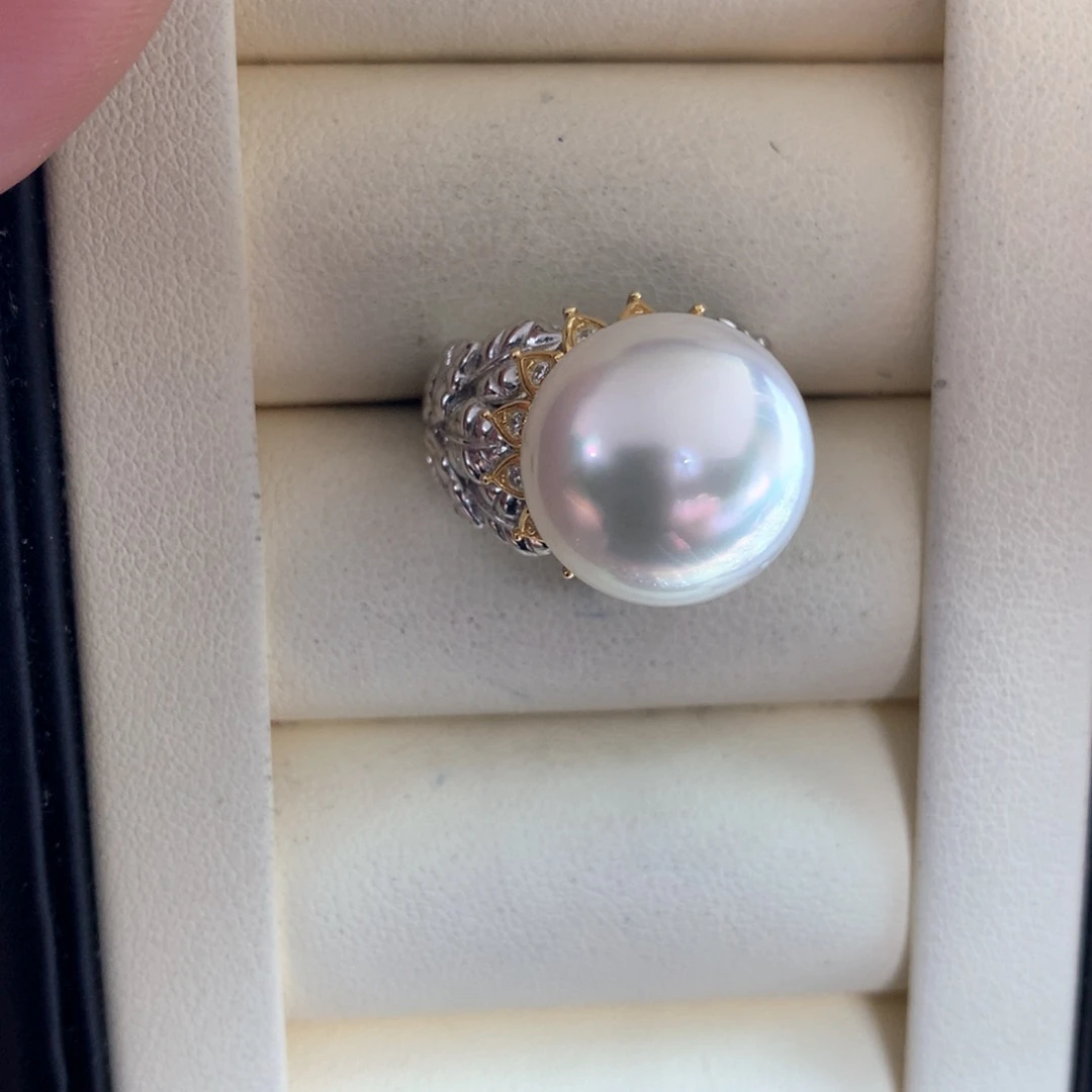 海水珍珠戒指银S925镶嵌