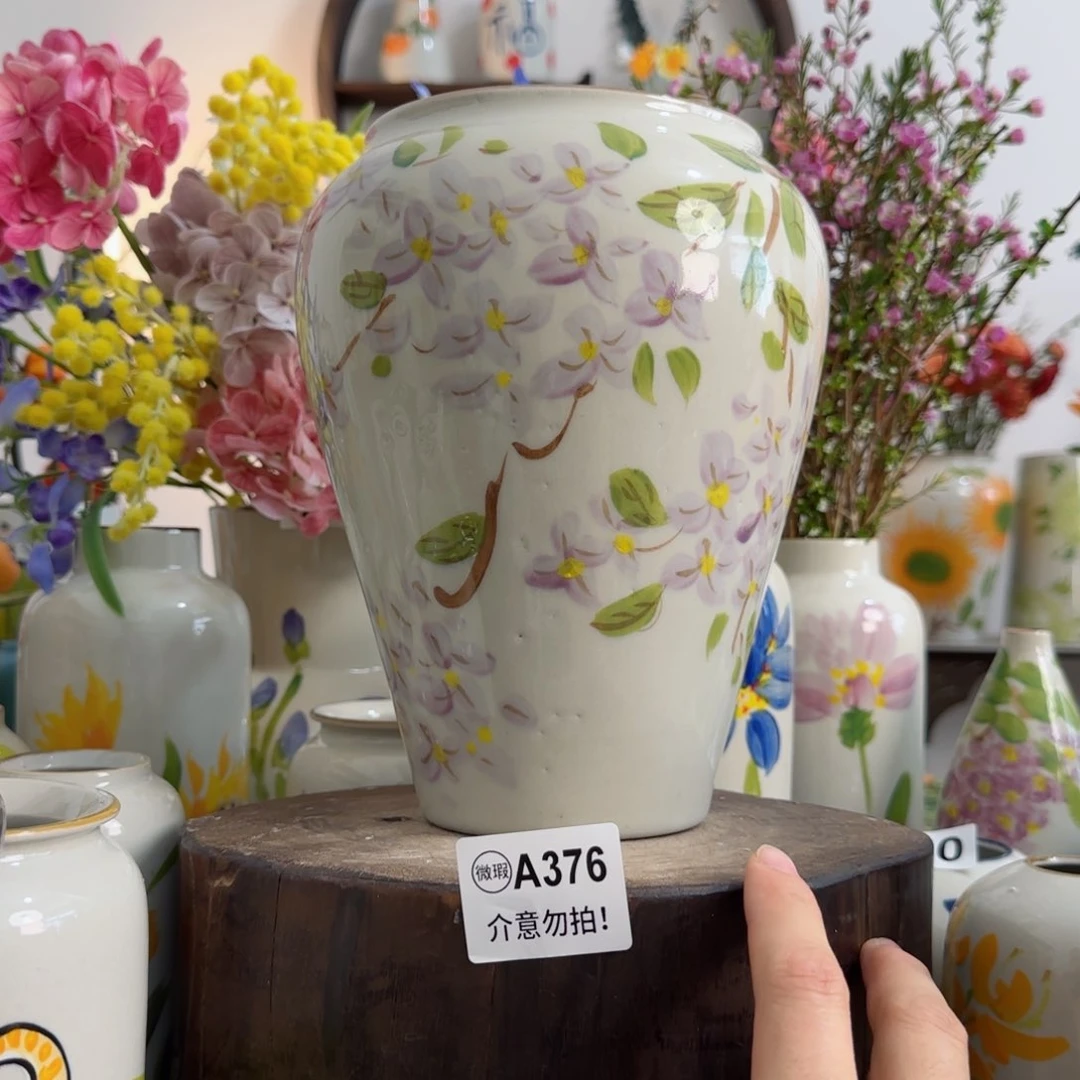 摆件景德镇陶瓷手绘小花瓶摆件无孔
