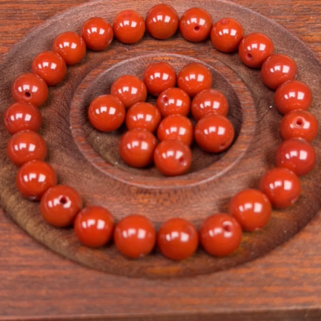 川料瓦西柿子红8mm单珠川料瓦西牛血红8mm单珠玛瑙（发一个）811