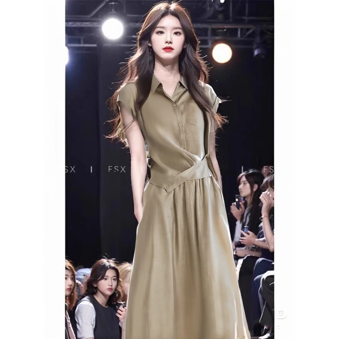 轻盈衬衫套装裙女2025夏新款半身裙气质休闲两件套