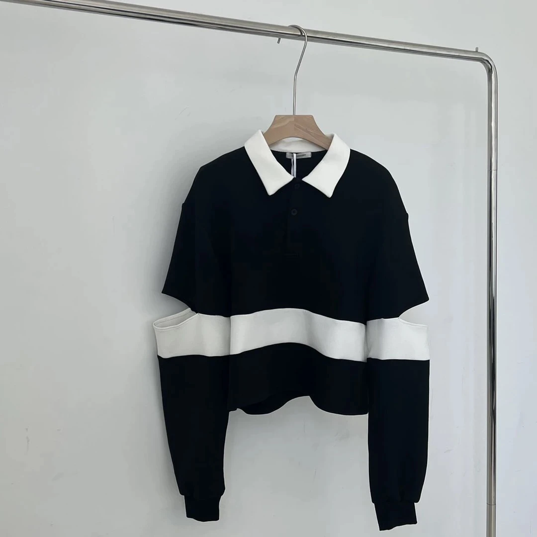 2251#HOPECONCEPT宽松设计款袖口剪破显高款卫衣外套