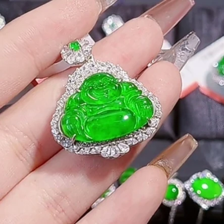 天然翡翠A货佛公吊坠
