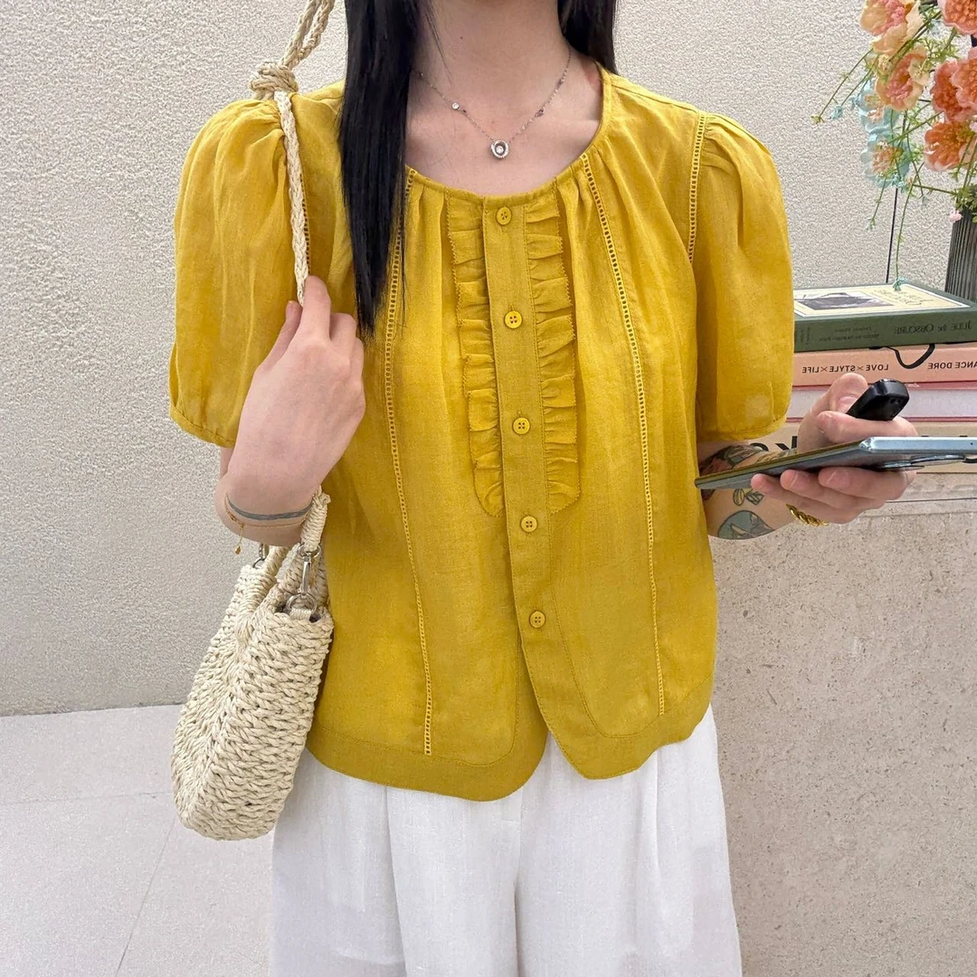 【丽鑫】508圆领单排扣小衫