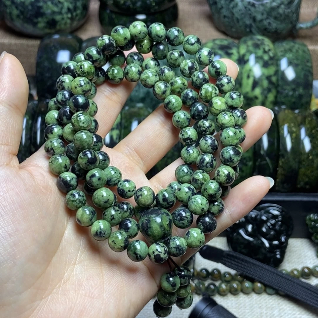 最***福蛇纹石玉未镶嵌药王石项链卡8