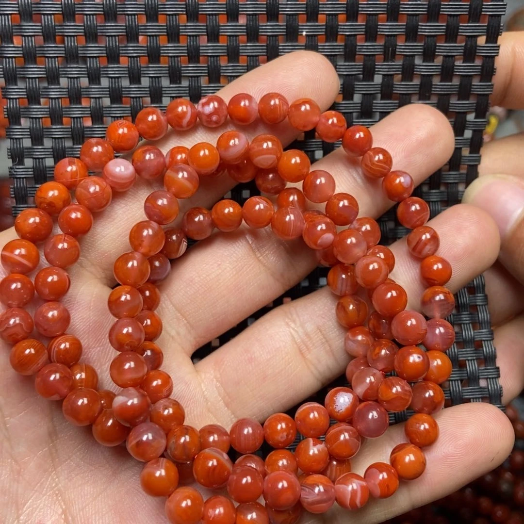 南红玛瑙手链未镶嵌爱****女6mm