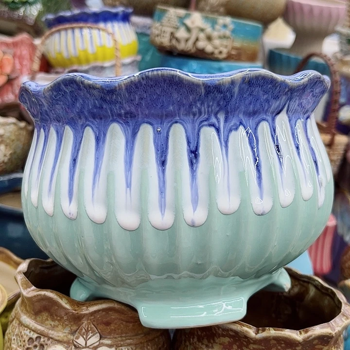 多肉绿植陶瓷花盆9.9包邮，有孔