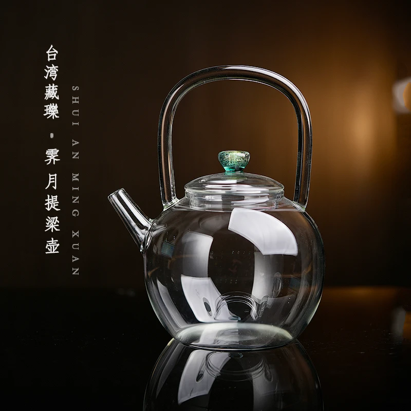 藏瓅霁月提梁壶全手工耐高温壶高硼硅玻璃煮茶壶煮水耐热大容量