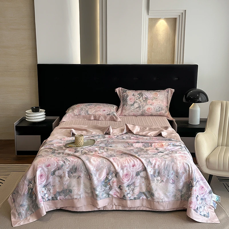 qeeboo-【莫奈繁花】家用床上用品天丝夏凉被四件套床盖轻奢空调被