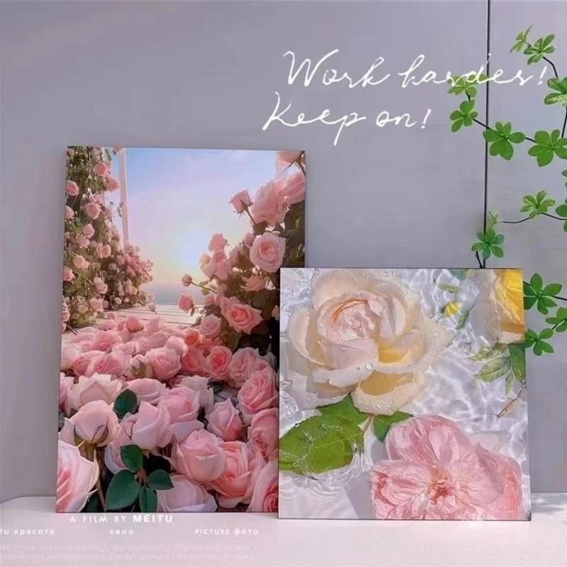 暖系玫瑰花海ins风装饰摆画床头柜装饰画装饰艺术风格十足