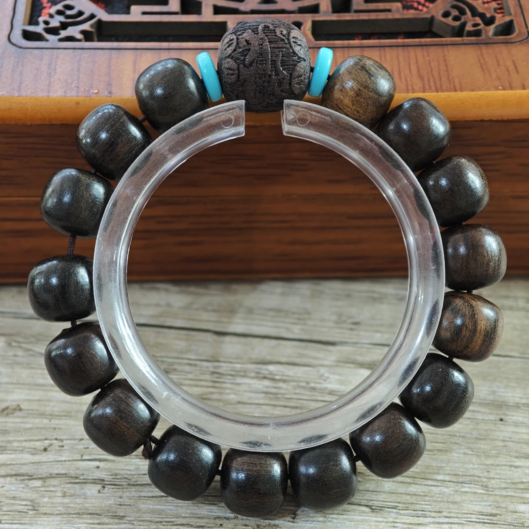 T112 沉木老型珠1.2cm单圈手串