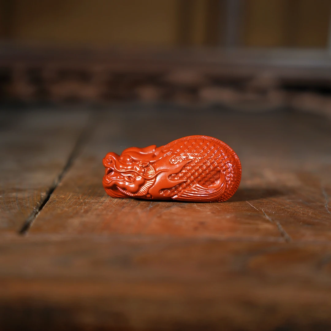 宜兴原矿朱泥大红袍雕塑《鱼化龙》紫砂手工茶宠茶玩茶道摆件