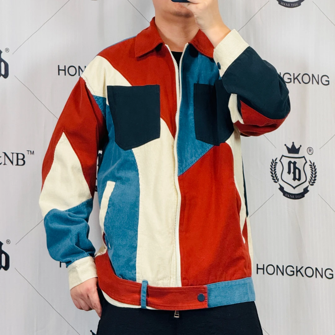 HK&NB x 时装乞丐2.0 春秋新痞帅复古做旧拼接撞色多彩色块夹克