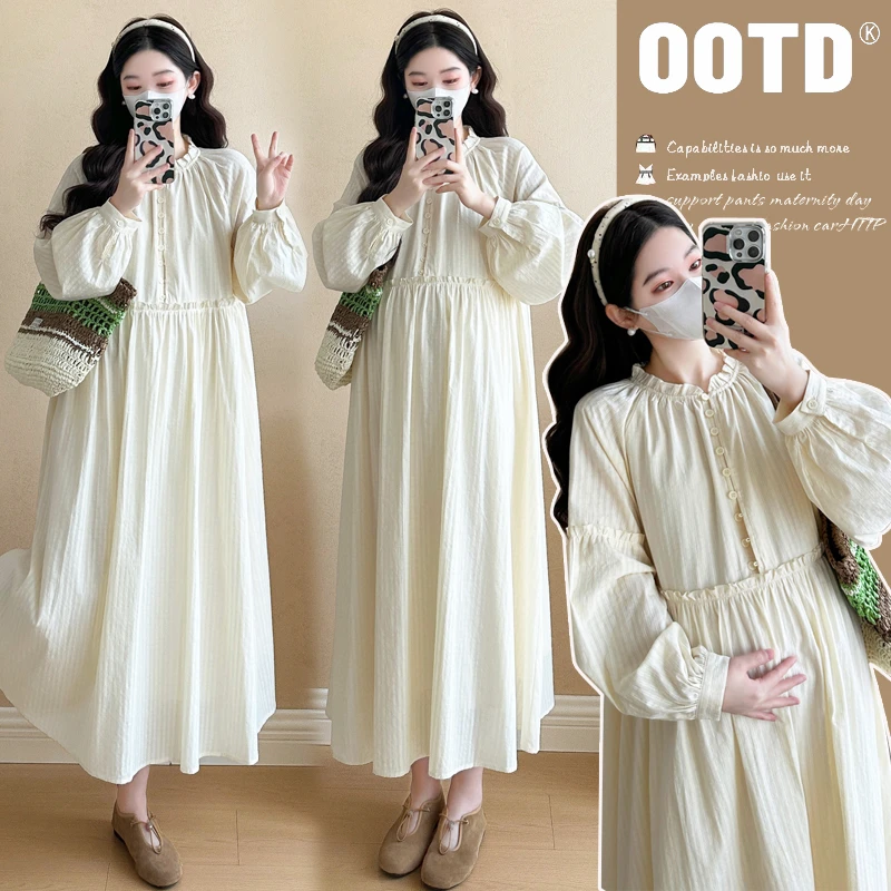 韩版显瘦孕妇装洋气2025裙法式气质连衣裙春新款长袖气质优雅字裙