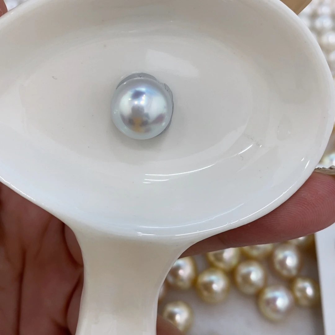 海水珍珠裸珠澳白银蓝单珠11.9